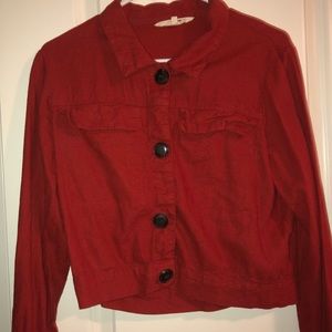 Orange Linen Button Down Jacket